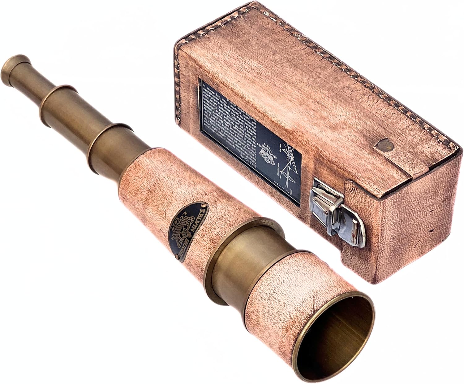 Vintage Brass Handheld Telescope with Leather Case 15x Magnification