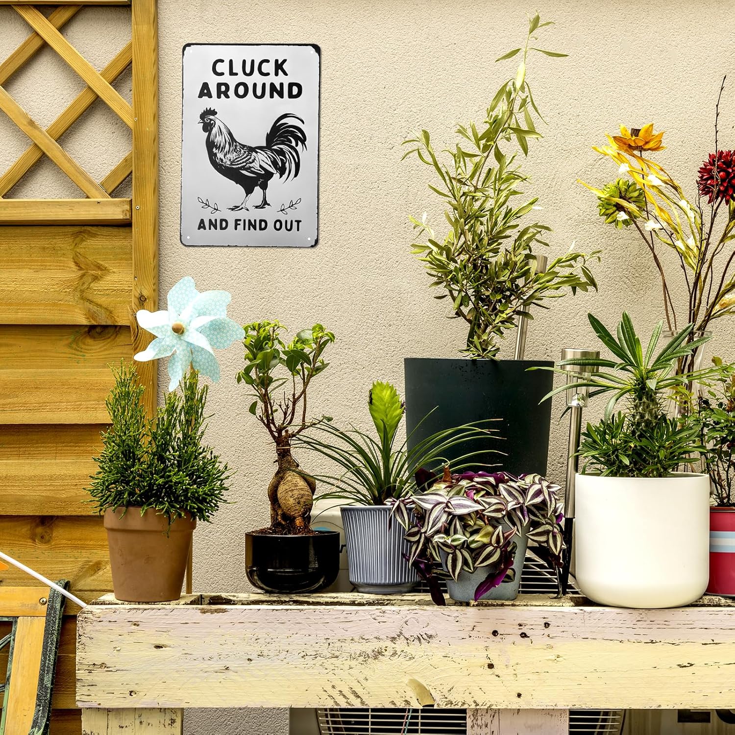 Funny Chicken Wall Decor Metal Sign Farmhouse Gift Cluck Around and Find Out Poster