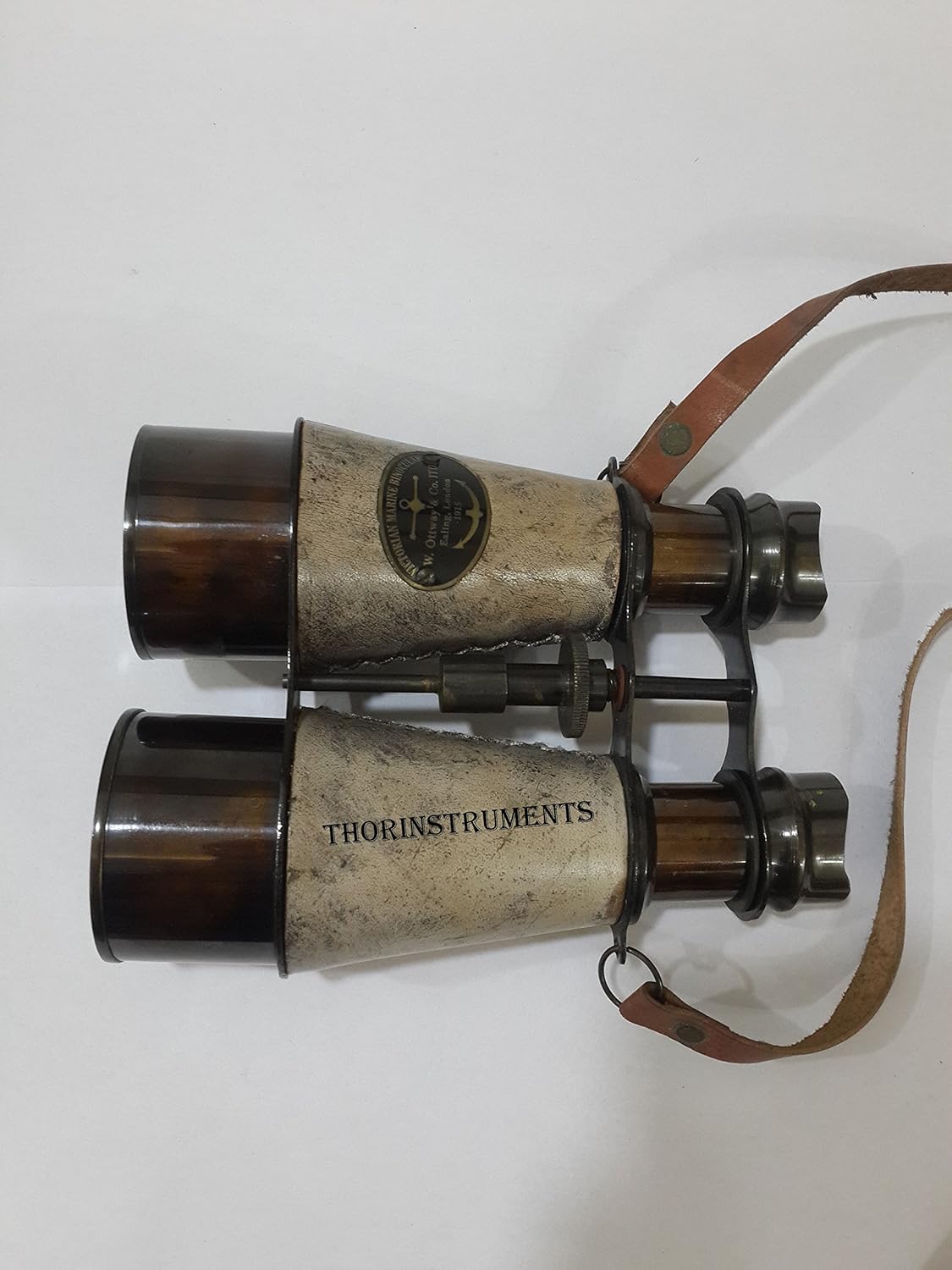 THOR INSTRUMENTS Brass Leather Victorian Marine Binocular 1915 Decor Gift