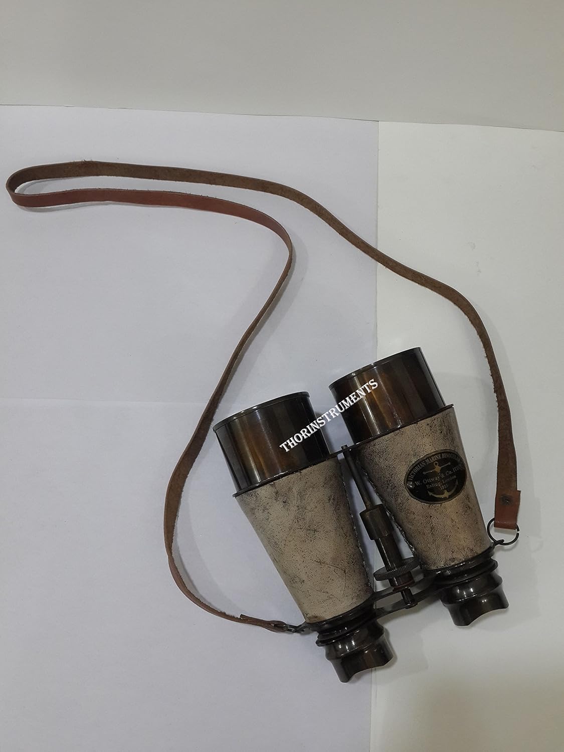 THOR INSTRUMENTS Brass Leather Victorian Marine Binocular 1915 Decor Gift