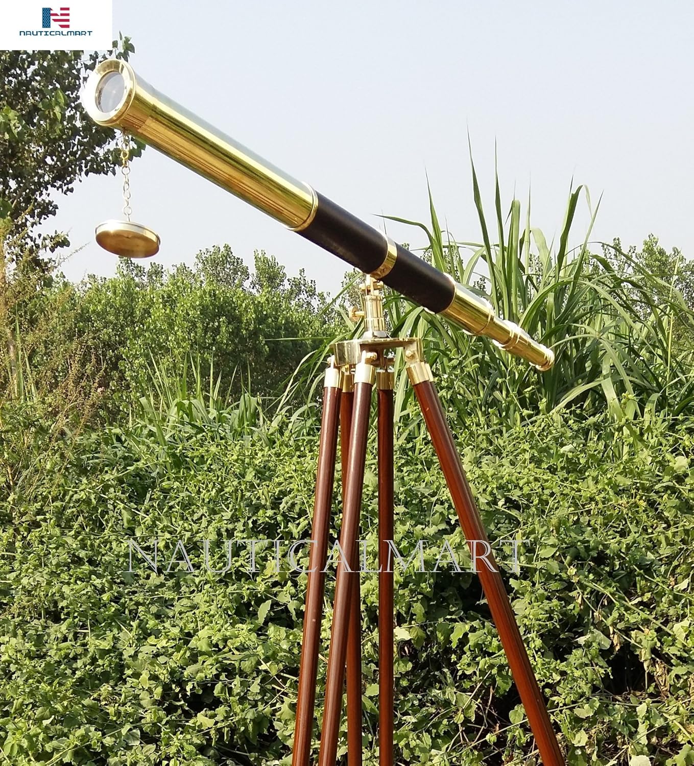 Vintage Brass Telescope with Leather Grip 60 Inches